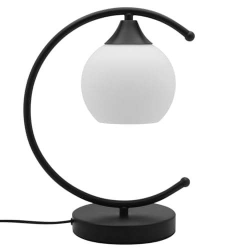 Image of Arch Black Table Lamp Opaque Glass Globe Shade Desk Lamp Opal Sphere T502