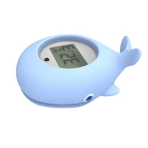 Image of Baby Bath Thermometer, whale Shaped Baby Bath Digital Thermometer, Newborn Bath and Room Temperature Thermometers, Easy to Read, BPA free - Suitable for Babies & Toddlers (Blue)