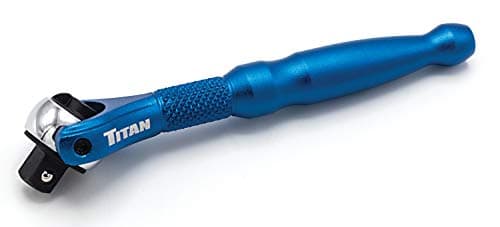 Image of TITAN 11316 1/4-Inch Drive x 4-Inch 90-Tooth Swivel Head Micro Ratchet - Blue
