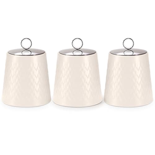 Image of EHC Tea Sugar Coffee Canisters Set, Kitchen Storage Jars with Lids Airtight, Containers Canisters Jars Set of 3, Cream