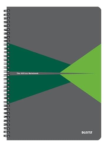 Image of Leitz Office College Pad - A4 Squared Notebook with Cardboard Cover, Spiral Binding, 360 Degree Opening, 180 Pages / 90 Sheets of FSC-Certified Paper (80 g/m²), For Office & School, Green, 46471055
