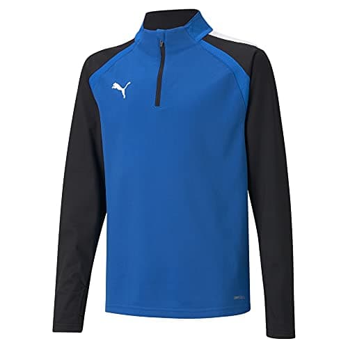 Image of PUMA Unisex Kids teamLIGA 14 Zip Top Jr Sweater, Electric Blue Lemonade-puma Black, 152