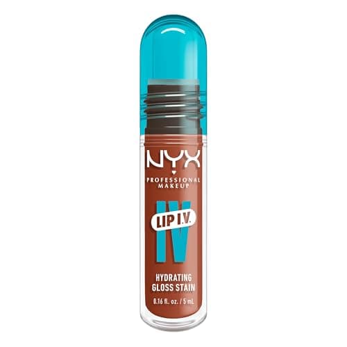 Image of NYX Professional Makeup Lip Gloss and Lip Stain, Lip IV Hydrating Gloss Stain, Up to 12 Hour Hydration, High Pigment, Wet Shine Finish, Shade: Caramel Drip