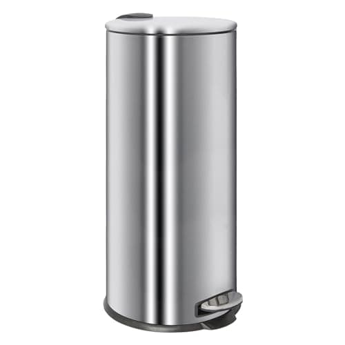 Image of Harbour Housewares 30L Large Kitchen Bin - Chrome Stainless Steel Food Waste Caddy Pedal Bins for Kitchen - Tall Slim Metal Swing Dustbin for Paper, Plastic, Rubbish