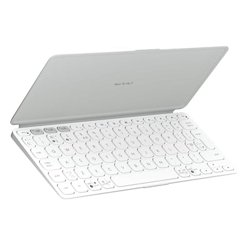 Image of Logitech Keys-To-Go 2 Portable Bluetooth Keyboard for Tablet With Built-in Cover, Slim and Compact Wireless Keyboard, Windows, Android, Linux, iPad, iPhone, Mac, Apple TV, QWERTY UK Layout - Pale Grey
