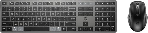Image of HP 720 Multi-Device Rechargeable Wireless Keyboard and Mouse Combo | Ultra-fast Rechargeable Supercapacitor | Up to 2 Months of Usage from a 3-Minute Charge | 2.4GHz Wireless and Bluetooth | Black