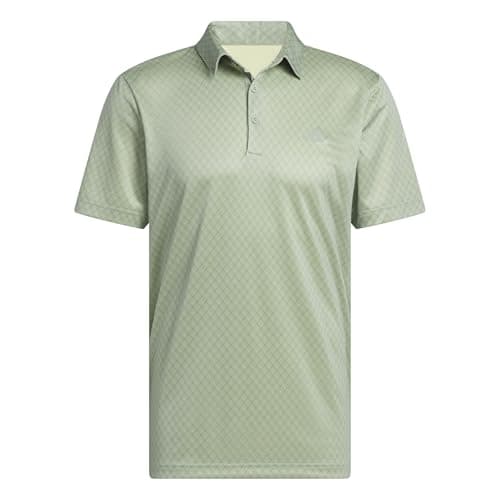 Image of adidas Men's Mens CORE Allover Print Polo Shirt, Silver Green/Pure Sulfur, M
