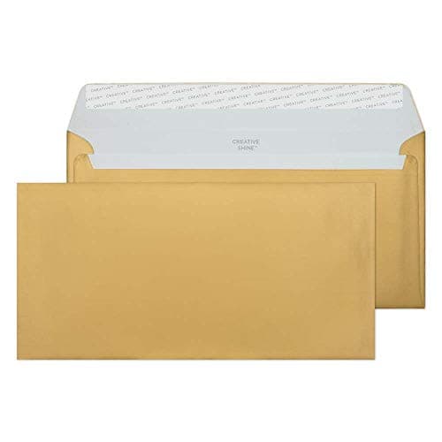 Image of Blake Creative Shine DL+ 114 x 229 mm 130 gsm Peel & Seal Wallet Envelopes (25213) Metallic Gold - Pack of 25
