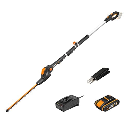 Image of WORX WG252E 20V Cordless Pole Hedge Trimmer 45cm, Reach Up to 2.8m, Multi-angle adjustable head with Powershare Battery and Charger