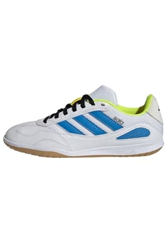 Image of adidas Unisex Kids Super Sala Competition Iii Indoor Football Kids Shoes, FTWR White/Lucid Ray Blue/Solar Yellow, 2 UK