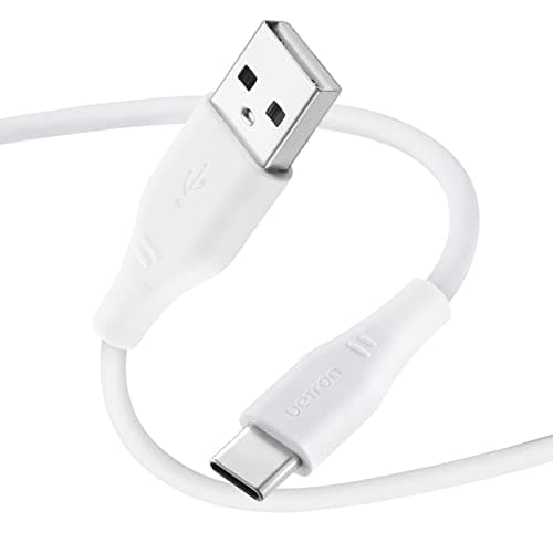 Image of Betron USB C Charger Cable, 1 Metre, 3.1A, Fast, Compatible with iPhone, Samsung (White)
