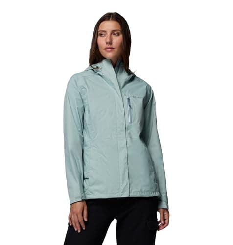 Image of Columbia Women's Pouring Adventure 3 Jacket, Waterproof Rain Jacket, Crushed Blue, Medium