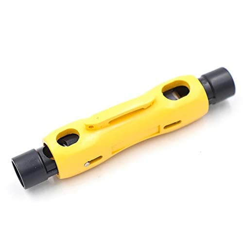 Image of F Season Coax Coaxial Cable Wire Pen Cutter Stripper Tool for RG59 RG6 RG7 RG11, 100 Type, Cat5/6, Yellow, Metal, Ergonomic Grip