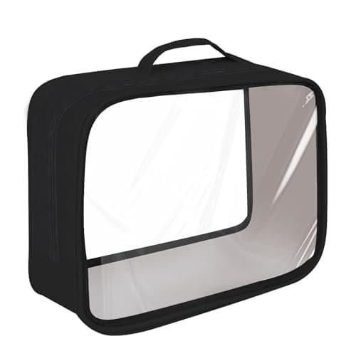 Image of DESSERT OFFENSIVE Clear Waterproof Toiletry Bag, Large Travel Toiletries Bag, Portable with Double Zipper and Wide Handle, for Gym and Business Trip for Men and Women (Black)