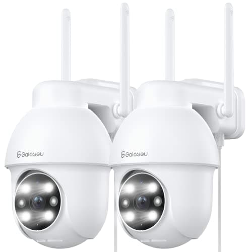 Image of GALAYOU 2K Security Camera Outdoor, 360° CCTV Camera, Home Security WiFi Camera with Color Night Vision, Pan-Tilt View, App Notification, 2-Way Audio Y4 (2-Pack)