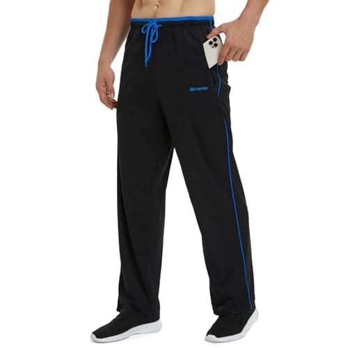 Image of ZENGVEE 1 Pack Tracksuit Bottoms Men Lightweight Mens Joggers Breathable Jogging Bottoms with Zipper Pockets Sweatpants Sports Casual Pants for Gym,Running,Training(0310-Blackblue-M)