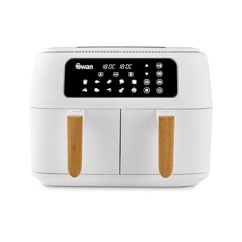 Image of Swan SD10410WHT Nordic Duo 13-in-1 Air Fryer with Dual Non-Stick Baskets, Swan Cyclone Technology, 13 Pre-Set Functions, Match Cook, 8L, 1600W - 1800W, White