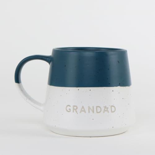 Image of Personalised Two-Tone Ceramic Coffee Mug, 370ml Stoneware, Laser Engraved Names, Speckled Dipped Design, Microwave and Dishwasher Safe, Perfect for Family Gifts (Navy Blue)