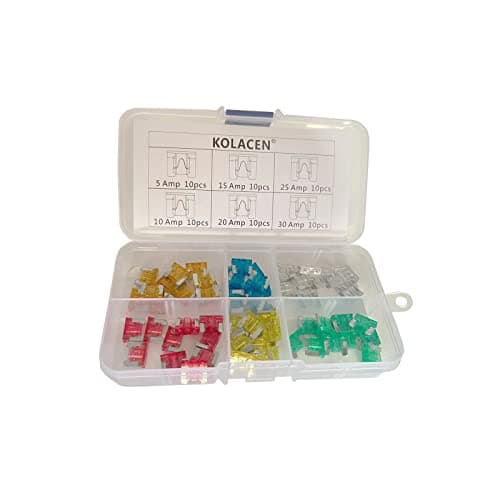 Image of KOLACEN Automotive Car Truck Low-profile Mini Blade Type Fuse Assorted Kit 5 10 15 20 25 30Amp (Pack of 60)