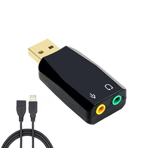 Image of USB 3.5mm Stereo Jack Audio Adapter, USB to AUXL Adapter, Computer Peripherals Built-in Chip for Windows Mac Linux Laptop Desktop PS4 PS5 Black