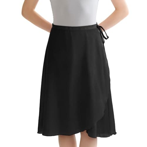 Image of ZUIMEIHQH Ballet Skirt, Black Lyrical Chiffon Dance Costumes Ballet Wrap for Girls Women, Long Women's Skirts Adjustable Dance Skirt for Yoga Ballet (Black)