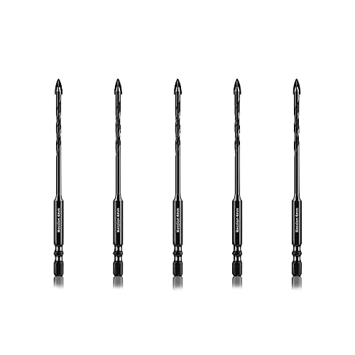 Image of Meccion Tile Drill Bit 4mm x 5Pcs Professional Cross Tungsten Carbide Tip Drill Bits for Tile, Brick, Glass, Porcelain, Plastic, Wood, Cement, Mild Metal