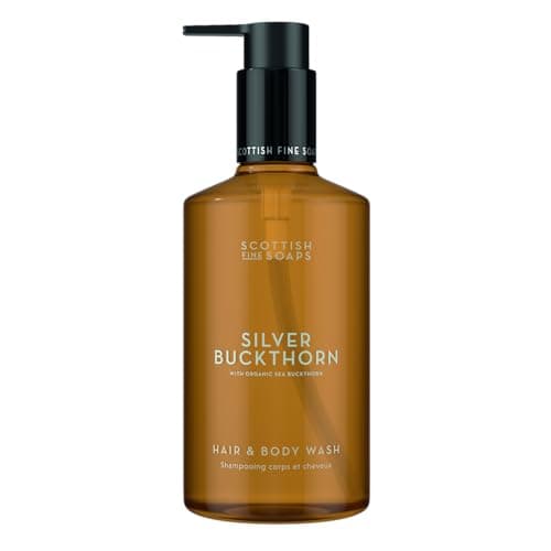 Image of Scottish Fine Soaps Silver Buckthorn Hair & Body Wash 300ml Pump Bottle – Refreshing Shower Gel & Shampoo – With Sea Buckthorn Extract, Ginger, Lemon & Black Pepper – Vegan Friendly