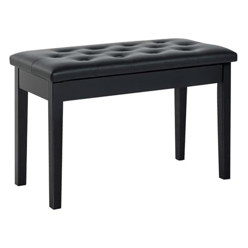 Image of HOMCOM Faux Leather Piano Stool Makeup Stool Bench Dressing Table Seat with Storage 76x36x50cm, Black