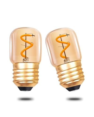Image of Klarlight 1W E27 LED Night Light Bulbs, Mini Spiral Filament Vintage Bulbs, T28 Tubular Edison Tube Lights Warm White 2200K, Amber Glass, 10W/15W Equivalent, 35 Lumen, Non-Dimmable, 2 Pack