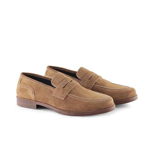 Image of Silver Street London Woodley Premium Suede Loafers for Men Extra Padded Breathable Mens Casual Shoes Comfortable Moccasins Slip On Flats, Tan, UK 8