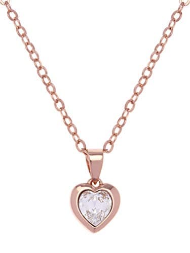 Image of Ted Baker Hannela Crystal Heart Pendant Necklace For Women (Rose Gold/Crystal)
