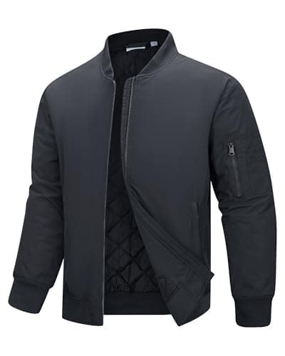 Image of 33,000ft Bomber Jacket Men Waterproof Windbreaker Insulated Puffer Jackets Sports Jackets Outwear for Motorcycle Hiking Golf Sailing Dark Grey S