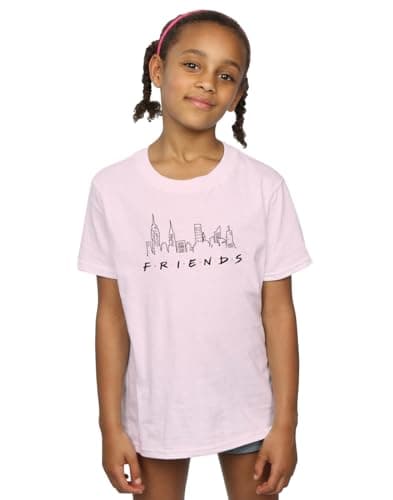 Image of Absolute Cult Friends Girls Skyline Logo T-Shirt Baby Pink 12-13 Years