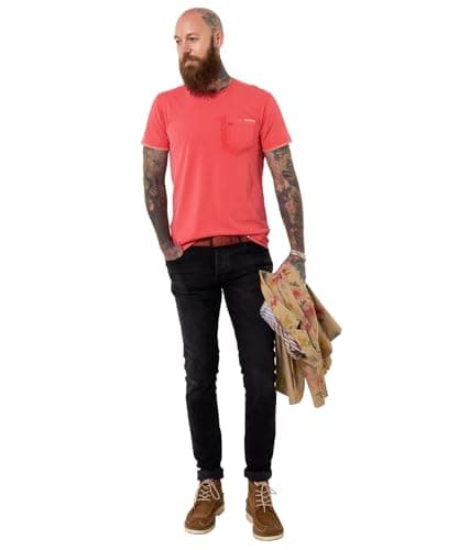 Image of Joe Browns Men's Contrast Embroidered Crew Neck Tee, Regular, Red, UK L