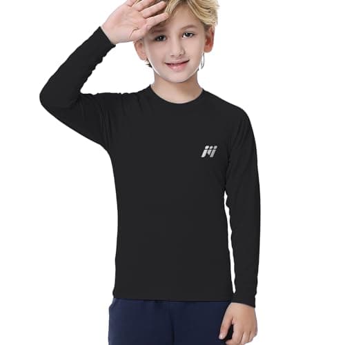 Image of MEETWEE Boy Long/Short Sleeve Rash Vest Guard Kids Swimming Top UV Sun Protection UPF 50+ Quick Drying Black