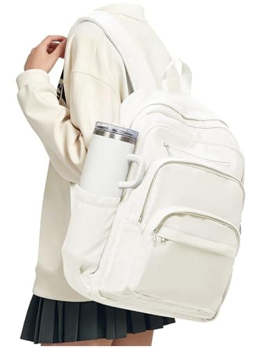 Image of VECAVE Lightweight School Travel Water Resistant Rucksack Backpack Beige, Laptop Casual Daypack College Secondary School Bags BookBag for Teenage Girls Boys Women Men.