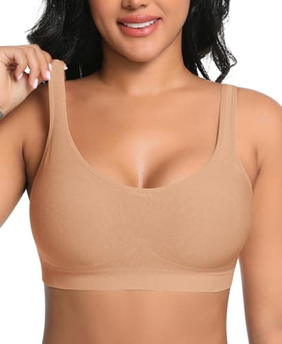 Image of Werena Wireless Bra for Women – Seamless Non Wired Support Bra Ladies Comfort Full Coverage Bralette Soft Everyday T-Shirt Bra & Sleep Bra with Sewn-in Pads (#1 Brown,XS)