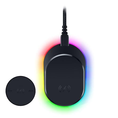 Image of Razer Mouse Dock Pro & Charging Puck - Magnetic Wireless Charging Dock & Charging Module for Compatible Mice (Magnetic Dock with Charge Status RGB Lighting, Anti-slip Gecko Feet, Charging Puck) Black