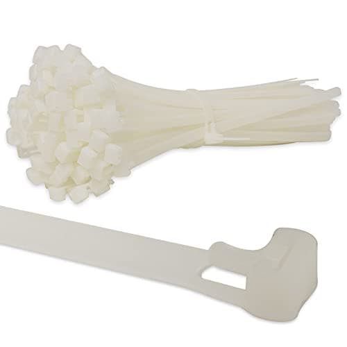 Image of KafTon's Releasable/Reusable Cable Ties (4.8mm x 300mm) Pack of 100, UL Approved, Perfect for Tidying Computer & Network Cables, Plant Support, Wrap DIY, Drain Snake, Gardening, Office (Natural)