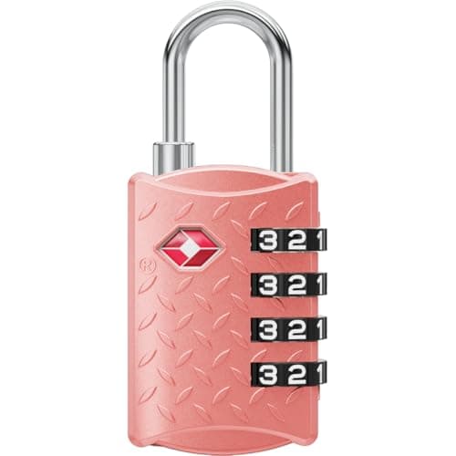 Image of NovLock Luggage Lock – TSA Approved, Travel Security – Textured 4-Digit Combination Padlock for Suitcases, Backpacks, Carry-On Bags & Lockers – 1-Pack, Pink