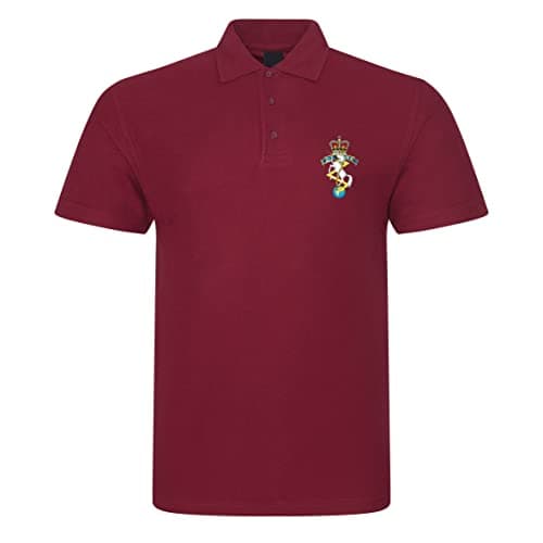 Image of Apm Apparel Royal Electrical & Mechanical Engineers REME Insignia Mens Embroidered Polo Shirt British Army Military Embroidery (UK, Alpha, L, Regular, Regular, Maroon)