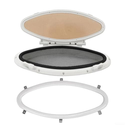 Image of Waterproof Inward Opening Oval Porthole 470x210mm with UV Protection Sealed Frame and Fine Mesh for Boat Yacht Use