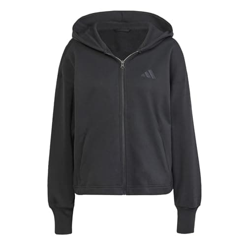 Image of adidas Women's ALL SZN FRENCH TERRY LOOSE FULL-ZIP HOODIE, black, L