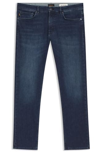 Image of BOSS Mens Delaware BO Delaware Slim-fit Jeans in Dark-Blue Denim