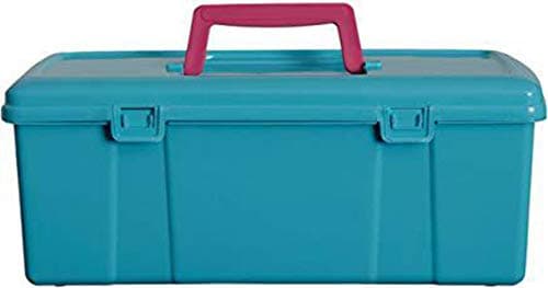 Image of Whitefurze Utility Box with Pink Handle, Aqua, 5 Litre