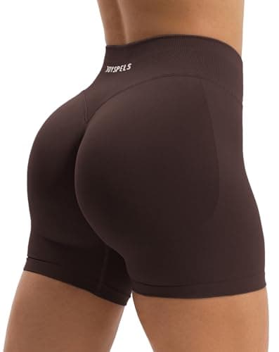 Image of JOYSPELS Seamless Gym Shorts for Women Scrunch Bums Ruched Booty Activewear Running Yoga Workout Sports Cycling Shorts Womens UK Brown S