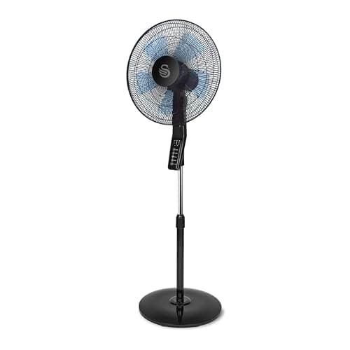 Image of Swan SFA23010N 16 Inch Pedestal Fan Built-in Timer, Oscillation Function, Remote Controlled, 60W, Black