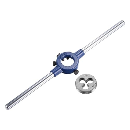 Image of MACHSWON Round Die Stock Handle Wrench Set,#8-32 UNC Threading Die and 20mm Die Holder (Fits: 11mm-20mm OD Die / M3-M4 Thread Die) Adjustable for Bolt Thread Repair