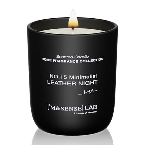 Image of M&SENSE Scented Candles 150g Leather Night Natural Soy Wax Candle Long Burning Minimalist Aromatherapy Candles, Perfect Christmas Gifts for Women and Men.