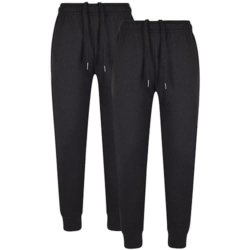Image of A2Z 4 Kids Girls Boys Fleece Jogging Bottoms PE School Jogger Classic - Fleece Trouser 355 Black 2 Pack 11-12